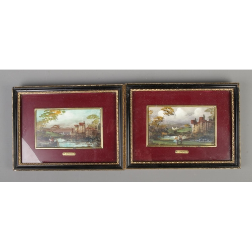 323 - Lucio Cargnel (1903-1998) pair of small oil paintings both depicting rural overlooks of a city. Both... 