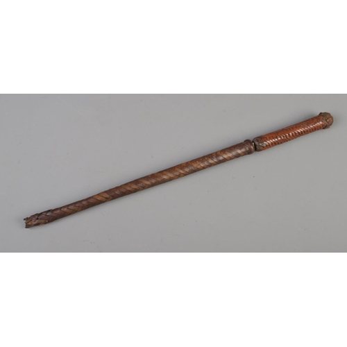 388 - An early 20th century leather wrapped sword swagger stick/riding crop. Length 44cm. CANNOT POST.