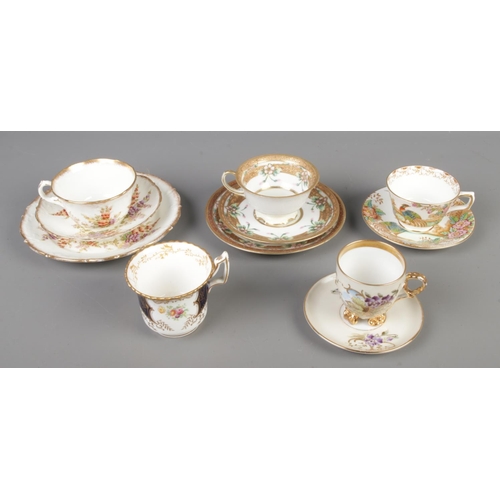 81 - A collection of hand painted tea cups and saucers to include Coalport (Y2665), Exotic Sutherland Chi... 