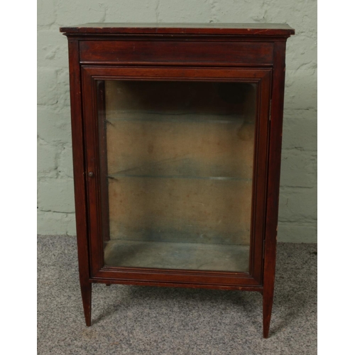 4 - An apprentice/miniature mahogany glass front display cabinet. Approx. dimensions 36cm x 53cm x 20cm.