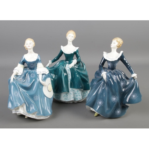 93 - Three Royal Doulton figures of ladies. Hilary HN2335, Janine HN2461 and Fragrance HN2334.