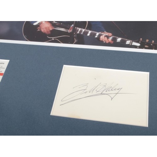 153 - Bill Haley autographed with a New Victoria Theatre ticket display, size 38x37cm.