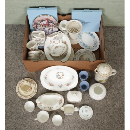 196 - One box of Wedgwood & Royal Doulton collections, various pattens and series, including vase, tea ser... 