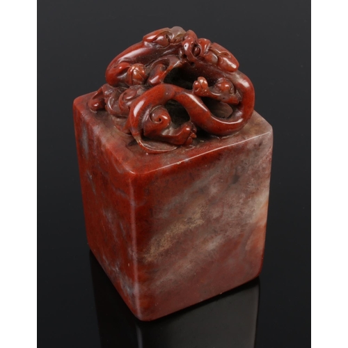 364 - A traditional Chinese Shoushan Seal from c1947 Republic of China (ROC) period, hand-carved on a natu... 