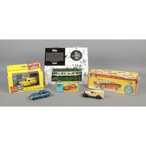 165 - A collection of assorted die-cast and scale model vehicles, to include boxed Corgi 35006 Beatles AEC... 