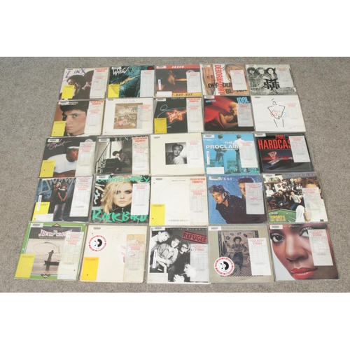 249 - A box of mainly rock and pop records, all bearing labels and barcodes for 'BBC Gramophone Library', ... 