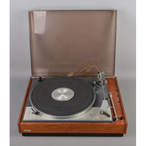 298 - A Swiss Goldring Lenco GL75 stereo transcription turntable with dust cover.