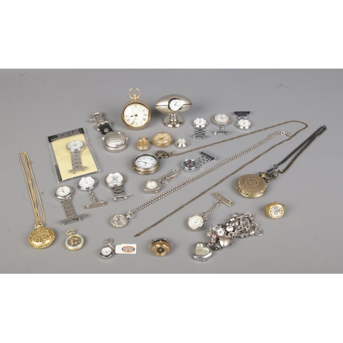 113 - A collection of pocket, fob, watch rings and miniature watches.