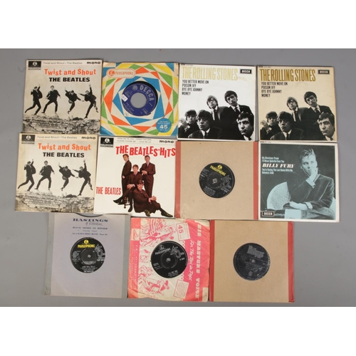 118 - A collection of single records. Includes The Beatles, The Rolling Stones and Billy Fury.