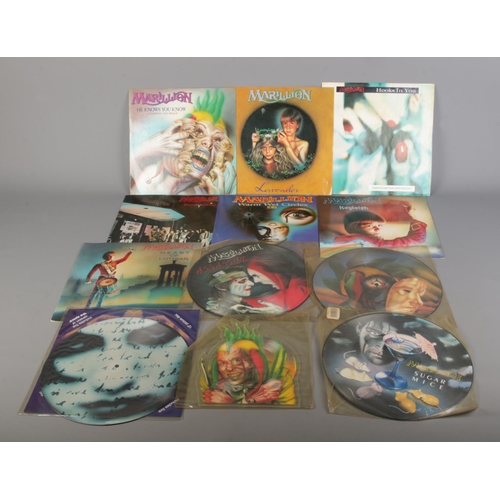 22 - A good collection of Marillion vinyl LP records and picture discs to include Sugar Mice (12 MARILP7)... 