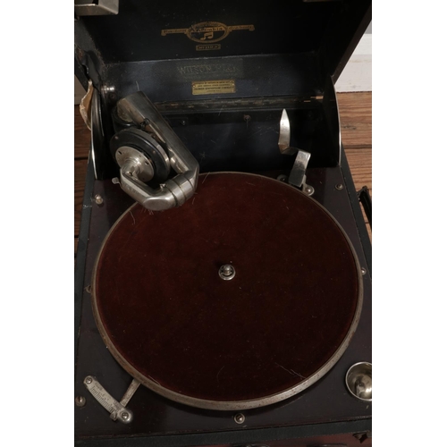 220 - A Columbia Viva-Tonal Grafonola portable record player No. 2214 along with a small quantity of LP Re... 