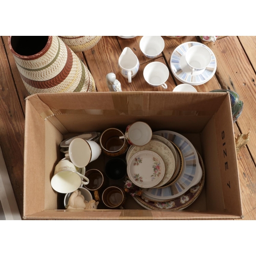 261 - A box of assorted named ceramics to include Lladro figure of girl with flowers, Royal Doulton, West ... 