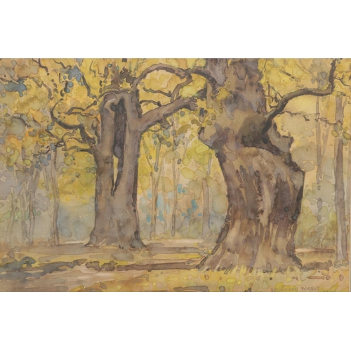 318 - Stacey Blake (active between 1891-1939), a watercolour titled 'Sherwood Forest' along with another w... 