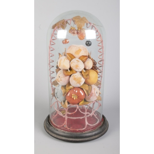 6 - A Victorian fruit display in glass display dome to include vining fruit. Approx. dimensions of dome ... 