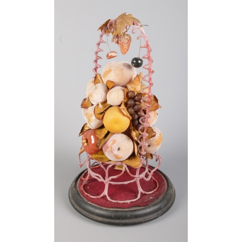 6 - A Victorian fruit display in glass display dome to include vining fruit. Approx. dimensions of dome ... 