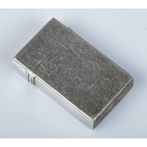 384 - A Victorian silver vesta case. Assayed Birmingham 1876 by Hilliard & Thomason. 13.48g.