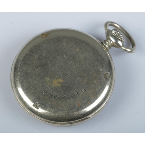 392 - A Zenith German military issue pocket watch; the back plate numbered D. 8404165 H. The screw off bac... 