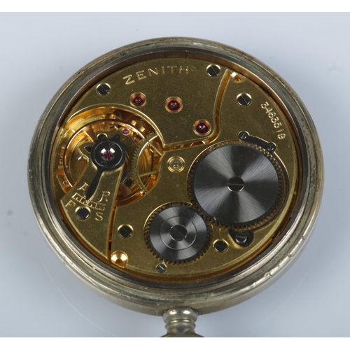 392 - A Zenith German military issue pocket watch; the back plate numbered D. 8404165 H. The screw off bac... 