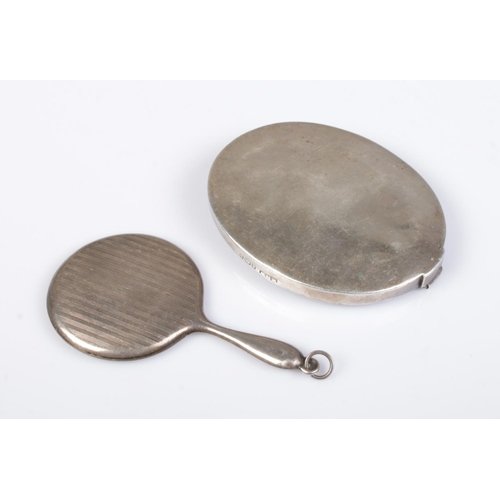 431 - An Edwardian silver folding travel mirror along with a miniature silver hand mirror. Travel mirror a... 