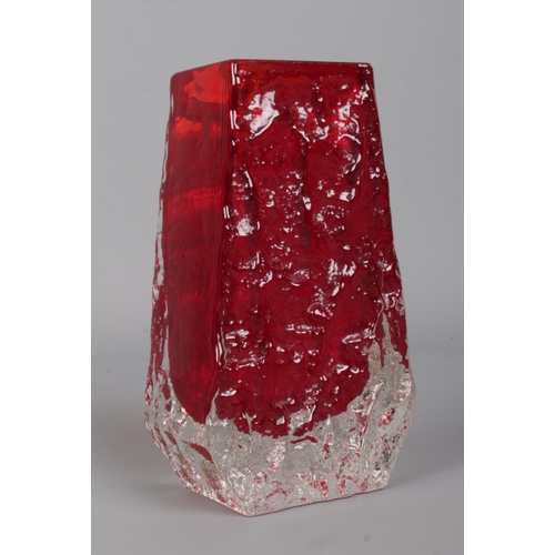 448 - Geoffrey Baxter for Whitefriars; a ruby red coffin vase. Height: 13.5cm.