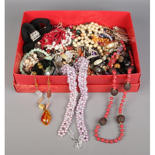 82 - A large collection of modern dress jewellery, primarily consisting of a variety of necklaces.