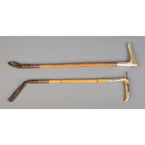 93 - Two horn handled riding crops to include James Smiths & Sons silver collared example, hallmarked for... 