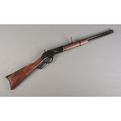 188 - A replica metal Sharp's Rifle, lever-action, whole length 118cm. Stamped on lockplate 