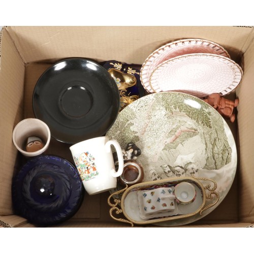 245 - A box of miscellaneous ceramics and glass, including boxed Royal Worcester For Kay & Co Castles Chur... 