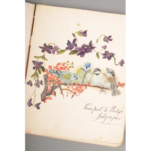 415 - An early 20th century album containing sketches, paintings and poems ranging from 1900 to 1920 inclu... 