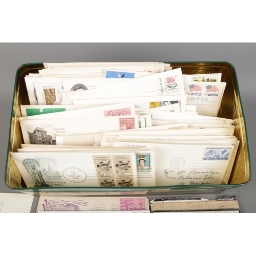 103 - A collection of 150+ vintage American First Day Covers, primarily 50s to 60s, accompanied by antique... 