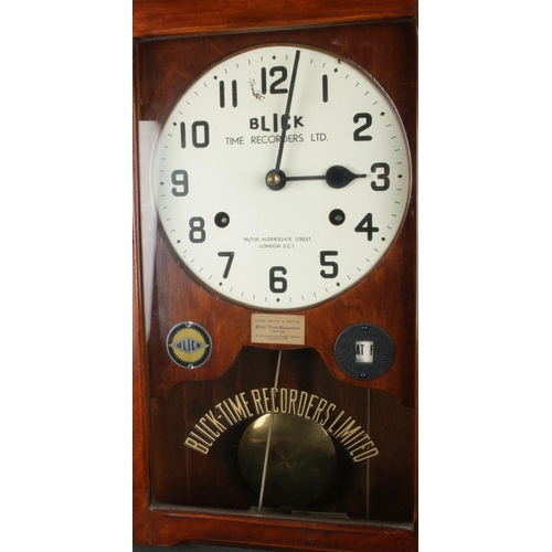 3 - A oak cased Blick Time Recorders limited clocking in machine with in/out stamp. Includes assortment ... 