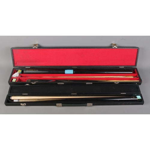 65 - Two cased snooker cues to include BCE Customs cue and Carta Sport Avenger in BCE Customs Jimmy White... 