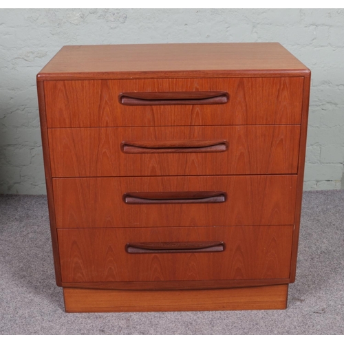 555 - A G-Plan Fresco teak chest of four drawers. Approx. dimensions 73cm x 45cm x 76cm.