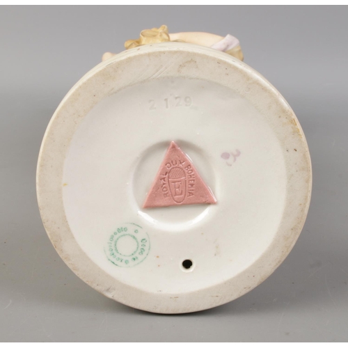 494 - A Royal Dux ceramic figure formed as Diana of Gabii. With pink triangle stamp to the base, No. 2129.... 