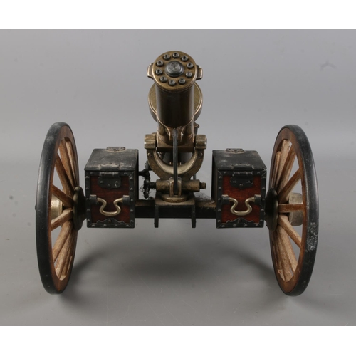 4 - A Finely detailed American desk top model Gatling gun,stamped Hartford, Conn, length overall 15