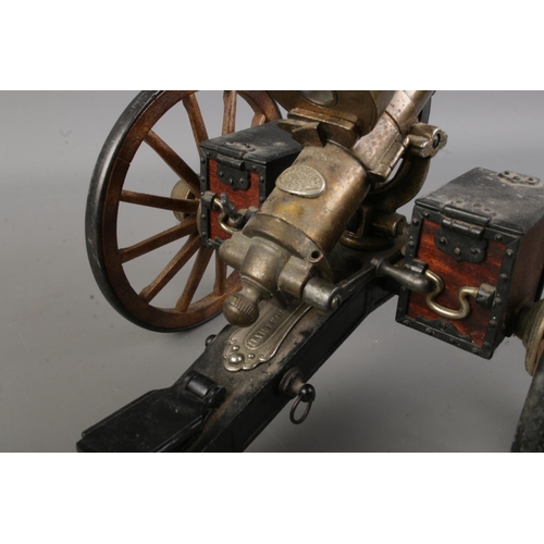 4 - A Finely detailed American desk top model Gatling gun,stamped Hartford, Conn, length overall 15