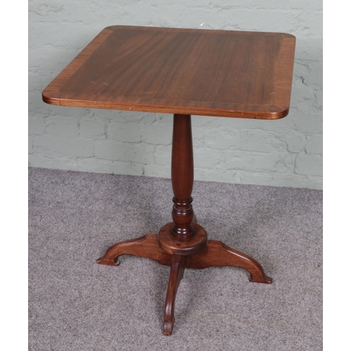 547 - A mahogany tilt top table with engraved makers mark to base 'Makers P.R.Wilson of Tickhill'