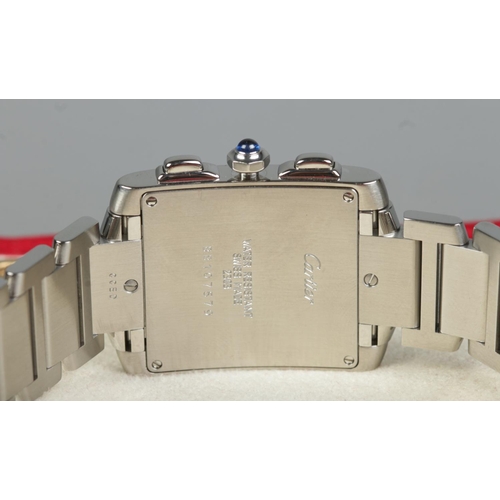 109 - A diamond set stainless steel Cartier tank Francaise chronograph wristwatch. Ref. 2303, no. BB107579... 