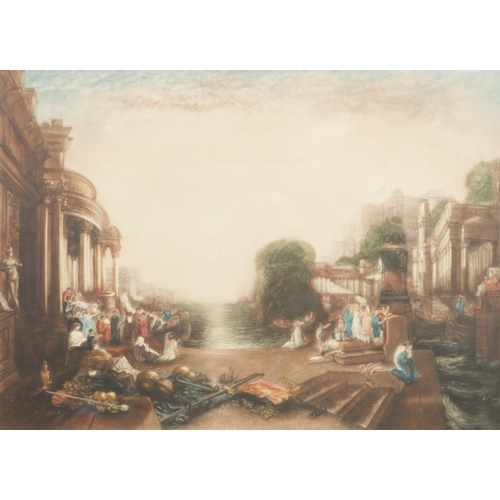 125 - John Cother Webb after JMW Turner and Claude Gelee, a set of four gilt framed mezzotints. Signed in ... 