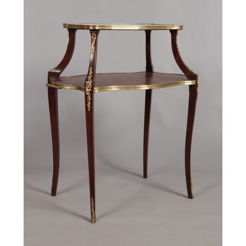 146 - A mahogany two tier Etagere with gilt metal mounts. The top section having inset marble top. Height ... 