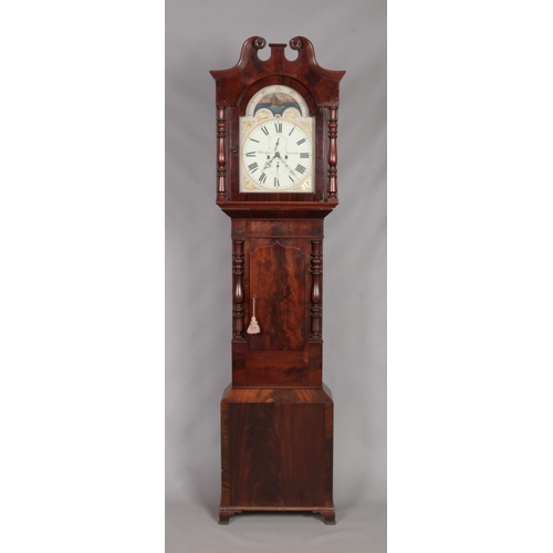 164 - A 19th century mahogany long case clock by William Griffiths, Birmingham. Having twin swan neck pedi... 