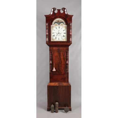 164 - A 19th century mahogany long case clock by William Griffiths, Birmingham. Having twin swan neck pedi... 