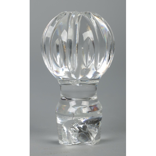 66 - A miniature cut glass ships decanter with silver collar. Assayed Birmingham 1997 by Albert Edward Jo... 