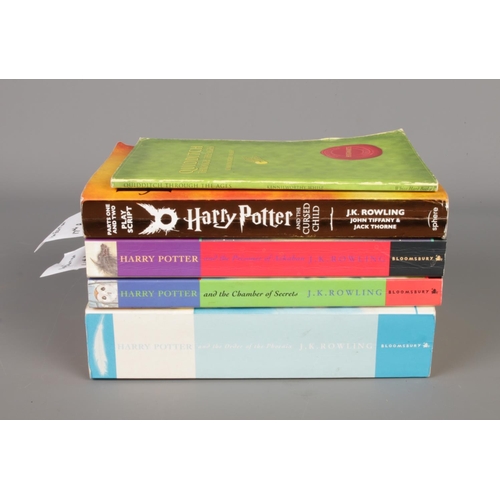 186 - J.K. Rowling's Harry Potter series, a collection of five books including  First Editions.