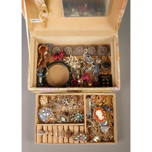 279 - Two jewellery boxes containing a large collection of costume jewellery. Includes dress rings, identi... 