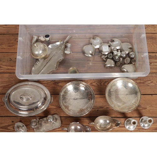 318 - A large quantity of silver palte and other white metal items including tureens, salt and pepper shak... 