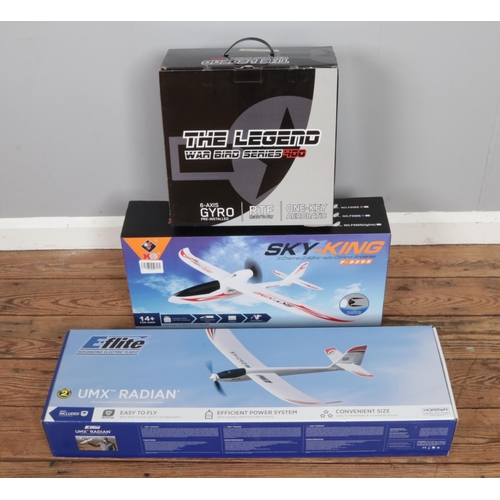 361 - A quantity of remote control airplanes in boxes includes The Legend War Bird Series 400, Sky King an... 