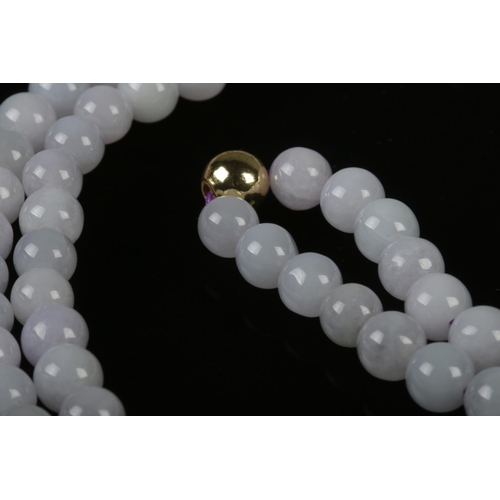 428 - A vintage Type-A Burmese Jade necklace featuring 8mm light purple beads without a clasp.