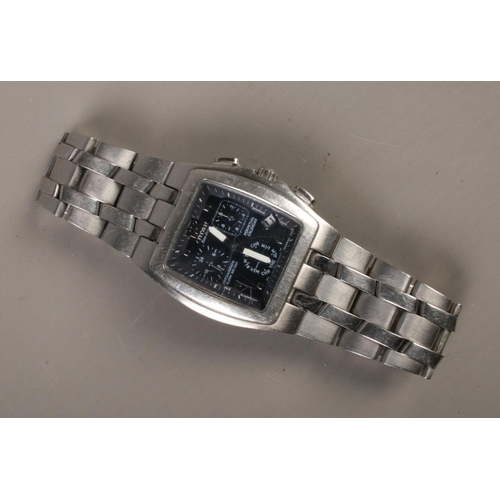 441 - A stainless steel Citizen Eco-drive chronograph wristwatch.