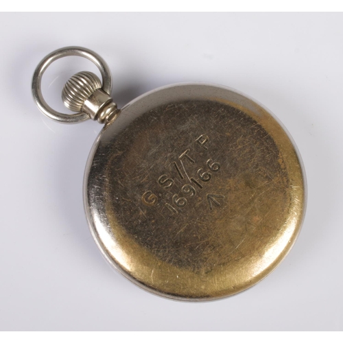 463 - A Damas military pocket watch. Arabic numeral markers, subsidiary seconds. Marked to the back GS/TP ... 